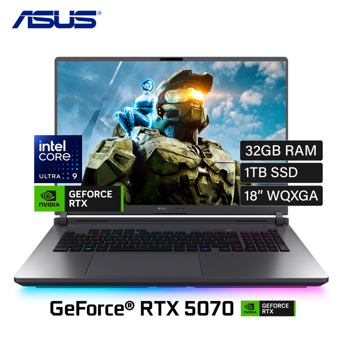 Laptop Asus Rog Strix G18 G815LP-IS96 Intel Core Ultra 9 275HX, Ram 32GB Disco 1TB SSD Video Nvidia RTX 5070 8GB 18" WQXGA Windows 11 (90NR0LK1-M000E0)