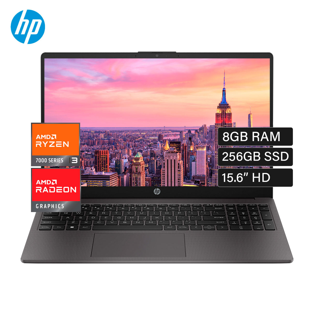 Laptop HP 255 G10 AMD Ryzen 3 7320U Ram 8GB Disco 256GB SSD 15.6" HD FreeDos (BF9X1AT)