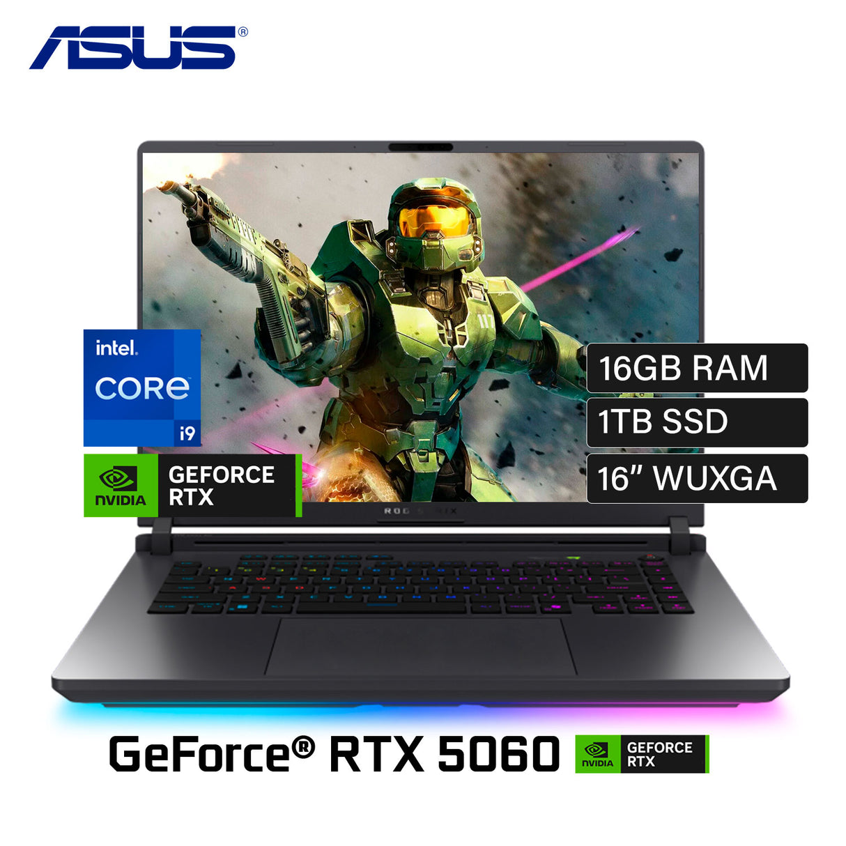 Laptop Asus ROG Strix G16 (2025) G615JMR-RV017W Intel Core i9 14900HX Ram 16GB Disco 1TB SSD Video RTX 5060 8GB 16" WUXGA Windows 11 (90NR0LB1-M000J0)