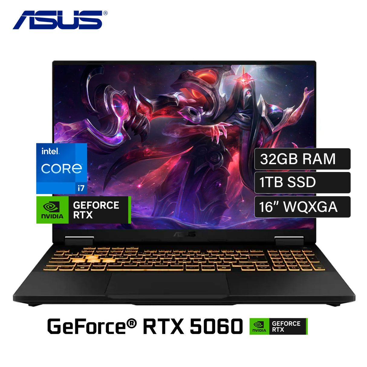Laptop ASUS TUF FX608JMR-F16.I75060 Intel Core i7 14650HX Ram 32GB Disco 1TB SSD 16" WUXGA Video NVIDIA RTX 5060 8GB Windows 11 (90NRONB1-M003N0)