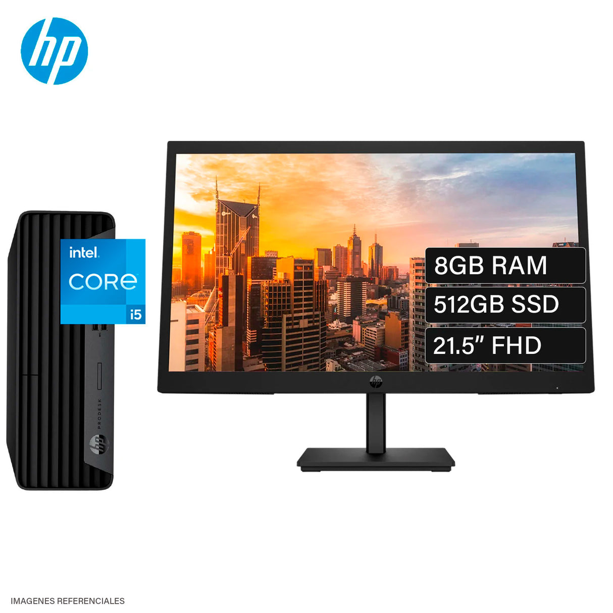 Pc Mini HP ProDesk Small 400 G7 Intel Core i5 10500 Ram 8GB Disco 512GB SSD Windows 10 Pro (3V6K1LT#ABM) Monitor HP P22v G5 21.5" FHD VGA HDMI (64V81AA#ABA)