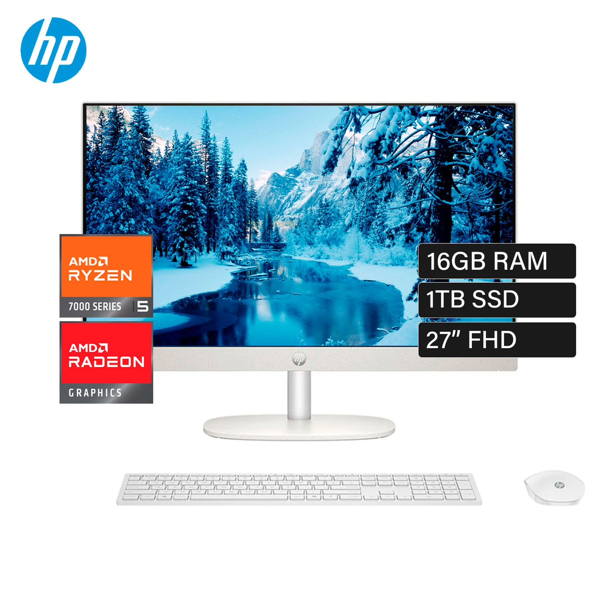 HP AIO OmniStudio 27-CR0254la Ryzen 5 7520U RAM 16GB Disco 1TB SSD 27" FHD Windows 11 (BM6X4LA#ABM)