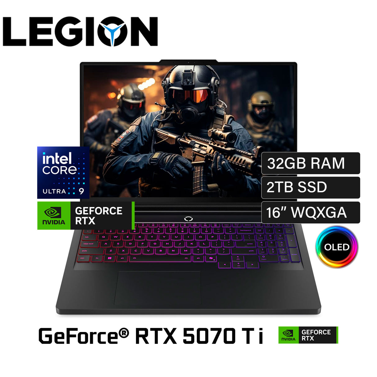 Laptop Lenovo Legion Pro 7 16IAX10H Intel Core Ultra 9 275HX RAM 32GB Disco 2TB SSD Video NVIDIA RTX 5070 Ti 12GB 16" WQXGA OLED Windows 11 (83F5006FUS)
