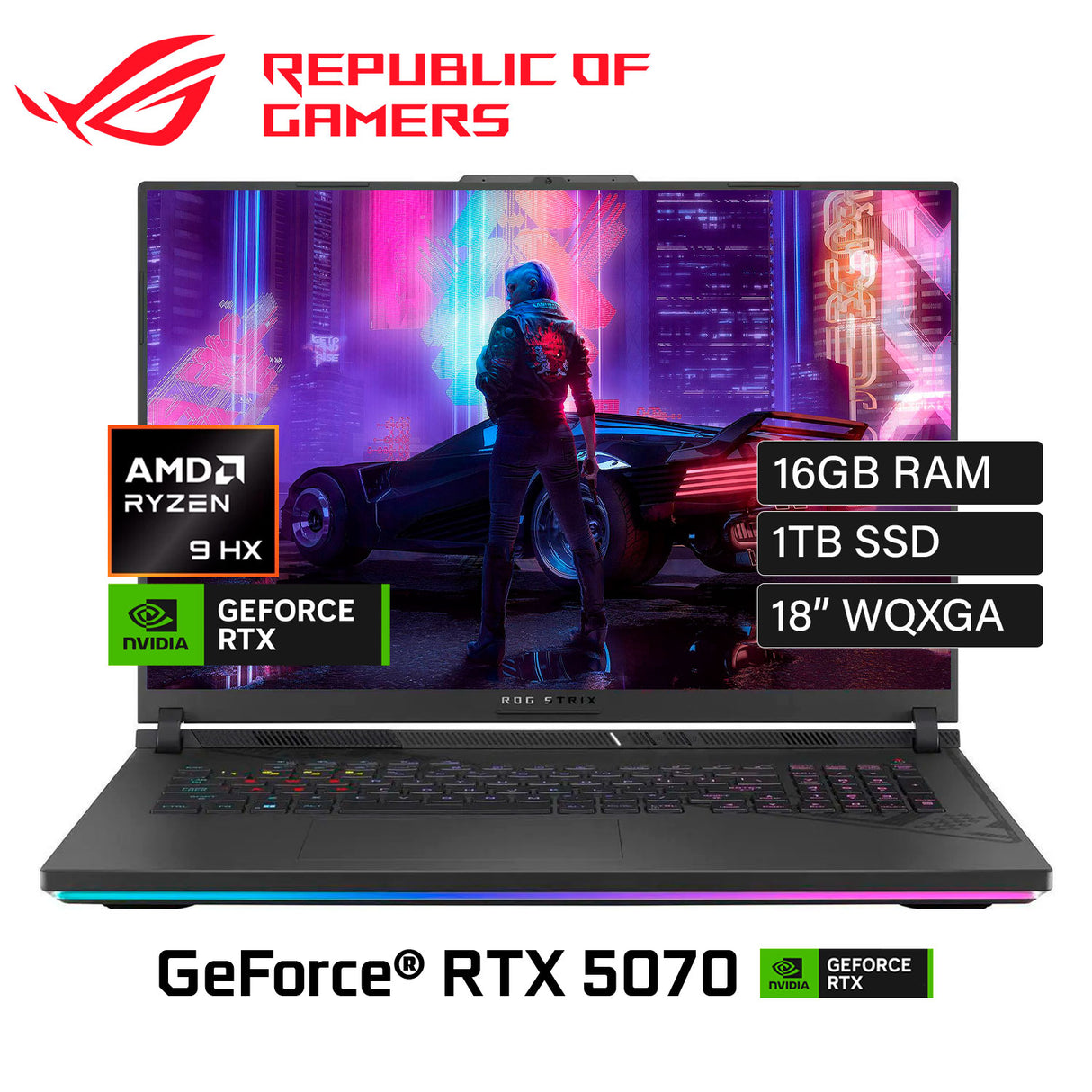 Laptop Asus ROG Strix G18 (2025) G814 G814PP-DS94 Ryzen 9 8940HX RAM 16GB Disco 1TB SSD Video Nvidia RTX 5070 8GB 18" WQXGA Windows 11