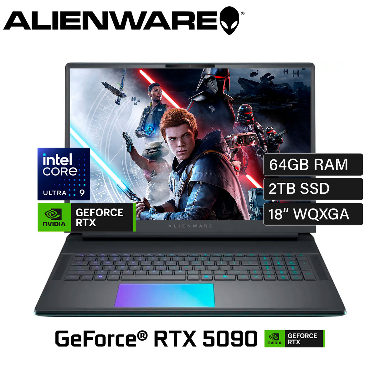 Laptop Alienware Area-51 Intel Core Ultra 9 275HX Ram 64GB Disco 2TB SSD Video NVIDIA RTX 5090 24GB 18" WQXGA Windows 11 (LAA18250-9383BLU-PUS)