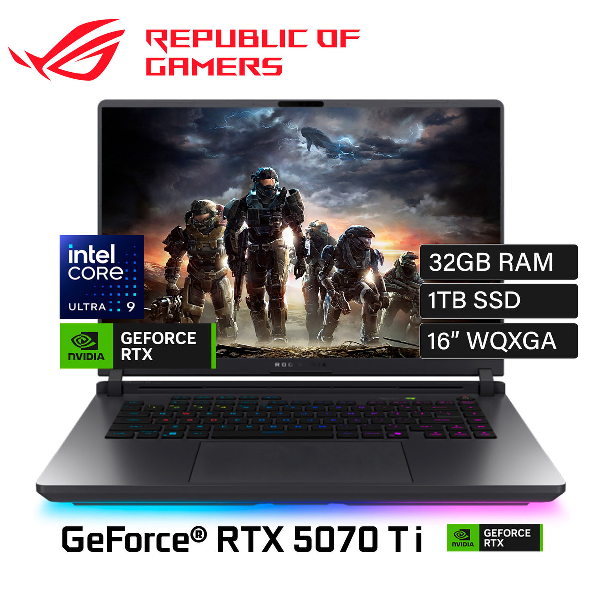 Laptop Asus ROG Strix G16 G615LR-AS96 Intel Core Ultra 9 275HX Ram 32GB Disco 1TB SSD Video Nvidia RTX 5070 Ti 12GB 16" WQXGA Windows 11