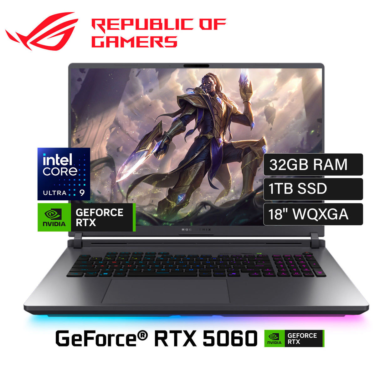 Laptop Asus ROG Strix G18 (2025) G815LM-IS96 Intel Core Ultra 9 275HX Ram 32GB Disco 1TB SSD Video Nvidia RTX 5060 8GB 18" WQXGA Windows 11 (90NRLP1-M000A0)
