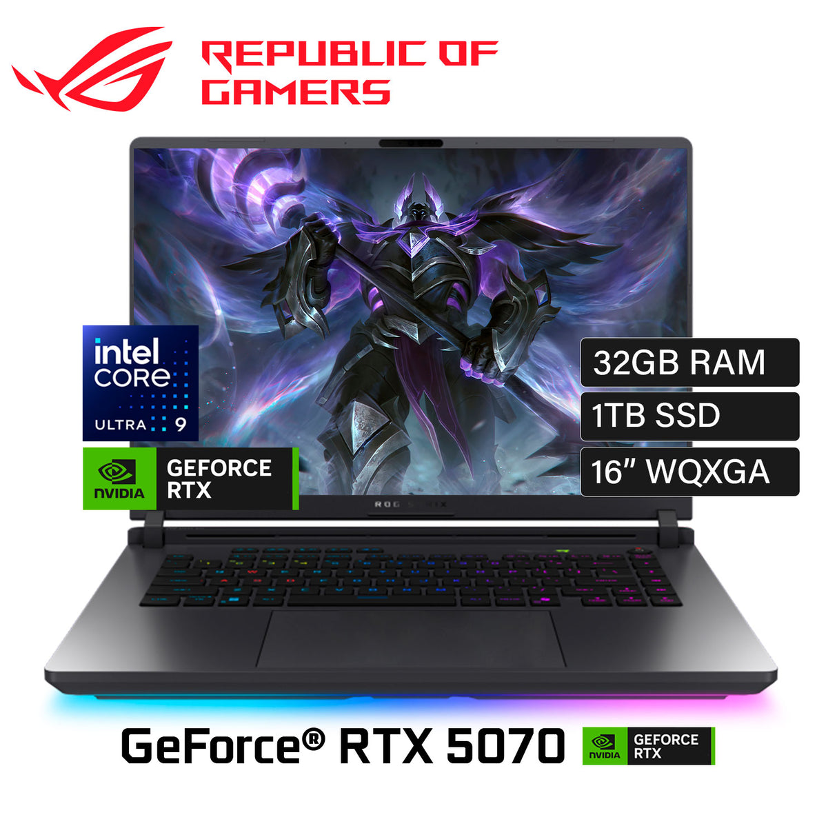 Laptop ROG Strix G16 (2025) G615LP-MS96 Intel Core Ultra 9 275HX Ram 32GB Disco 1TB SSD Video Nvidia RTX 5070 8GB 16" WQXGA Windows 11 (90NR0LN1-M000R0)