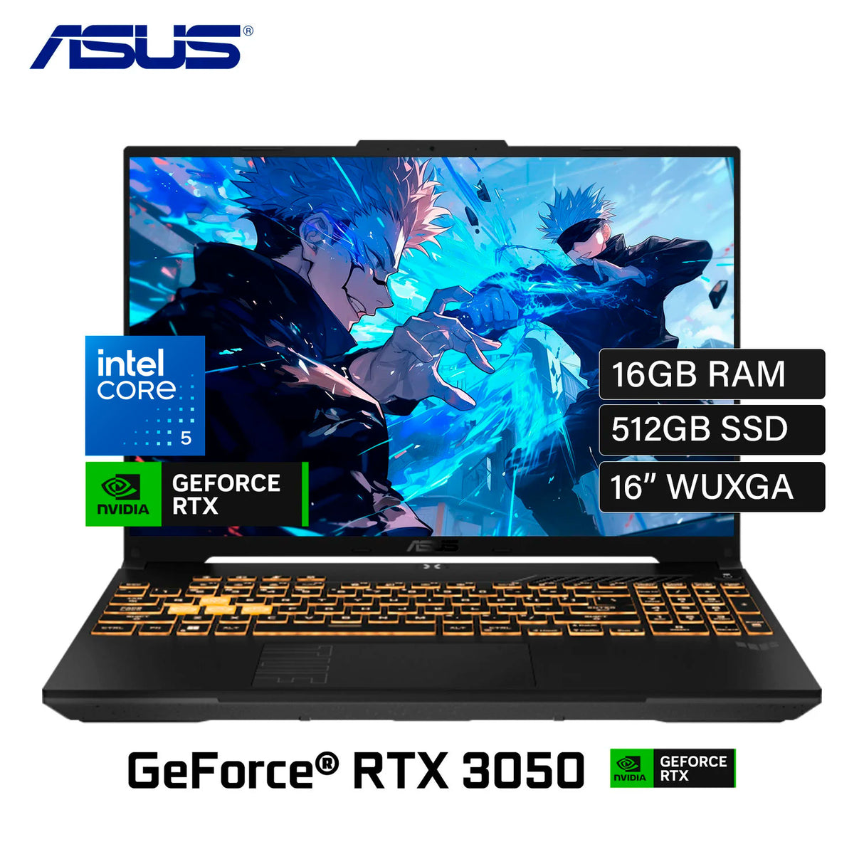 Laptop Asus TUF F16 FX607VJ-RL009 Intel Core 5 210H Ram 16GB Disco 512GB SSD Video Nvidia RTX 3050 6GB 16" WUXGA FreeDOS (90NR0MZ6-M000N0)
