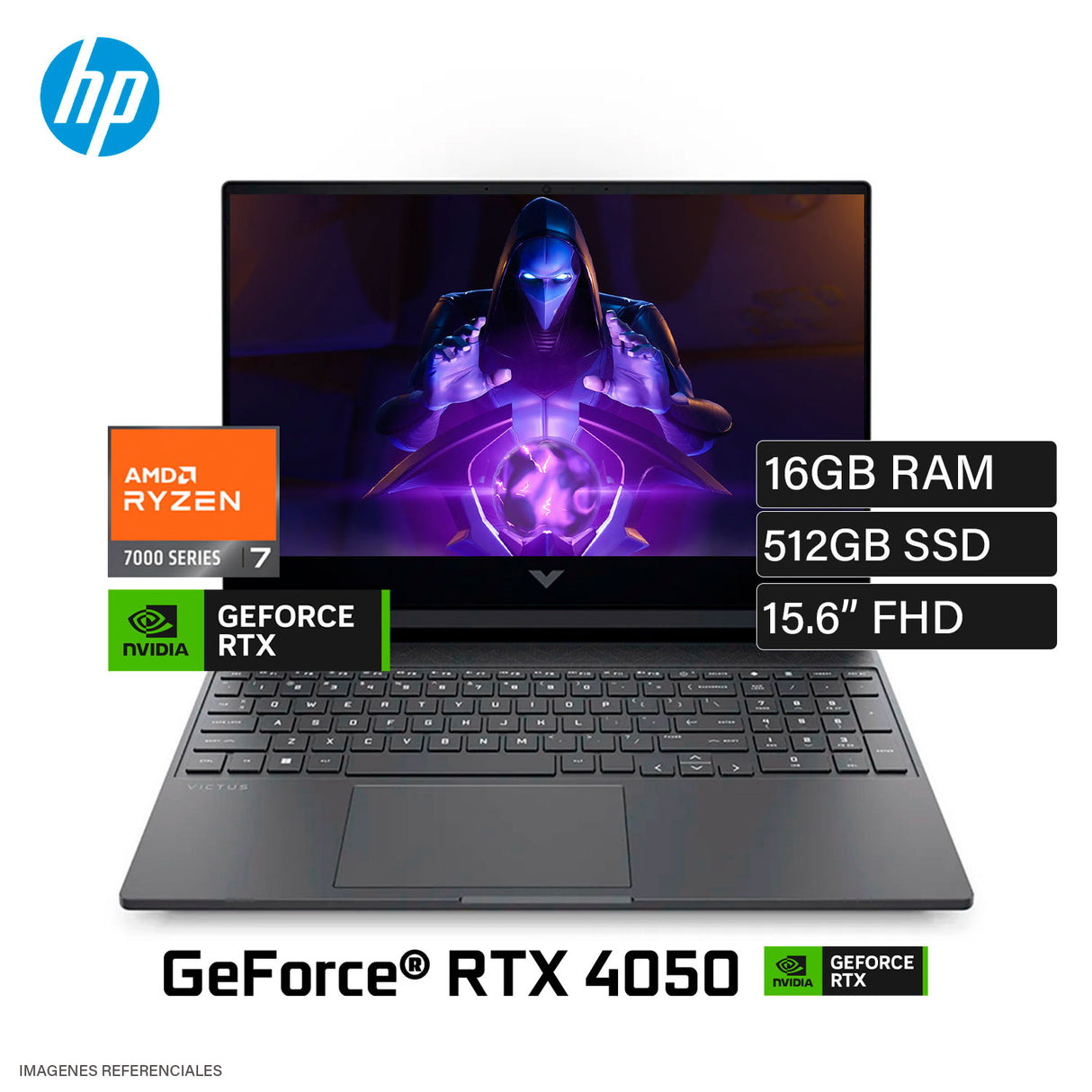 Laptop HP Victus 15-FB3022LA Ryzen 7 7445HS Ram 16 GB Disco 512GB SSD Video NVIDIA RTX 4050 6GB 15.6″ FHD FreeDOS (BT4F2LA#ABM)