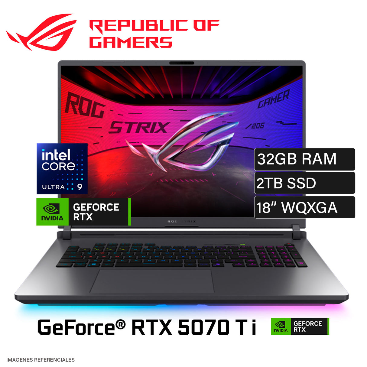 Laptop Asus ROG Strix 18 G815LR-IS97 Intel Core Ultra 9 275HX Ram 32GB Disco 2TB SSD NVIDIA RTX 5070 Ti 12GB 18" WQXGA Windows 11 (90NR0LT1-M007X0)