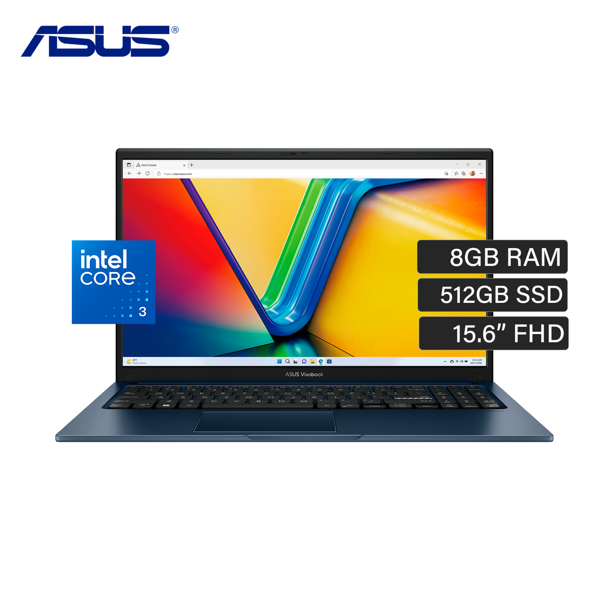 Laptop ASUS Vivobook 15 X1504VA-NJ946 Intel® Core™ 3 100U(Gen 14) RAM 8GB Disco 512GB SSD 15.6" FHD FreeDos