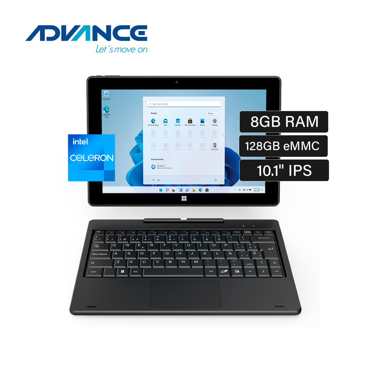 Laptop Advance CN4058 2 en 1 Celeron N4020 RAM 8GB Disco 128GB 10.1" Táctil Windows 11 (ADV-CN4050)