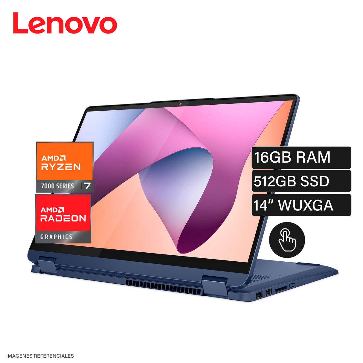 Laptop Lenovo IdeaPad Flex 5 14ABR8 Ryzen 7 7730U RAM 16GB Disco 512GB SSD 14" WUXGA Táctil Windows 11 (82XX003YUS)