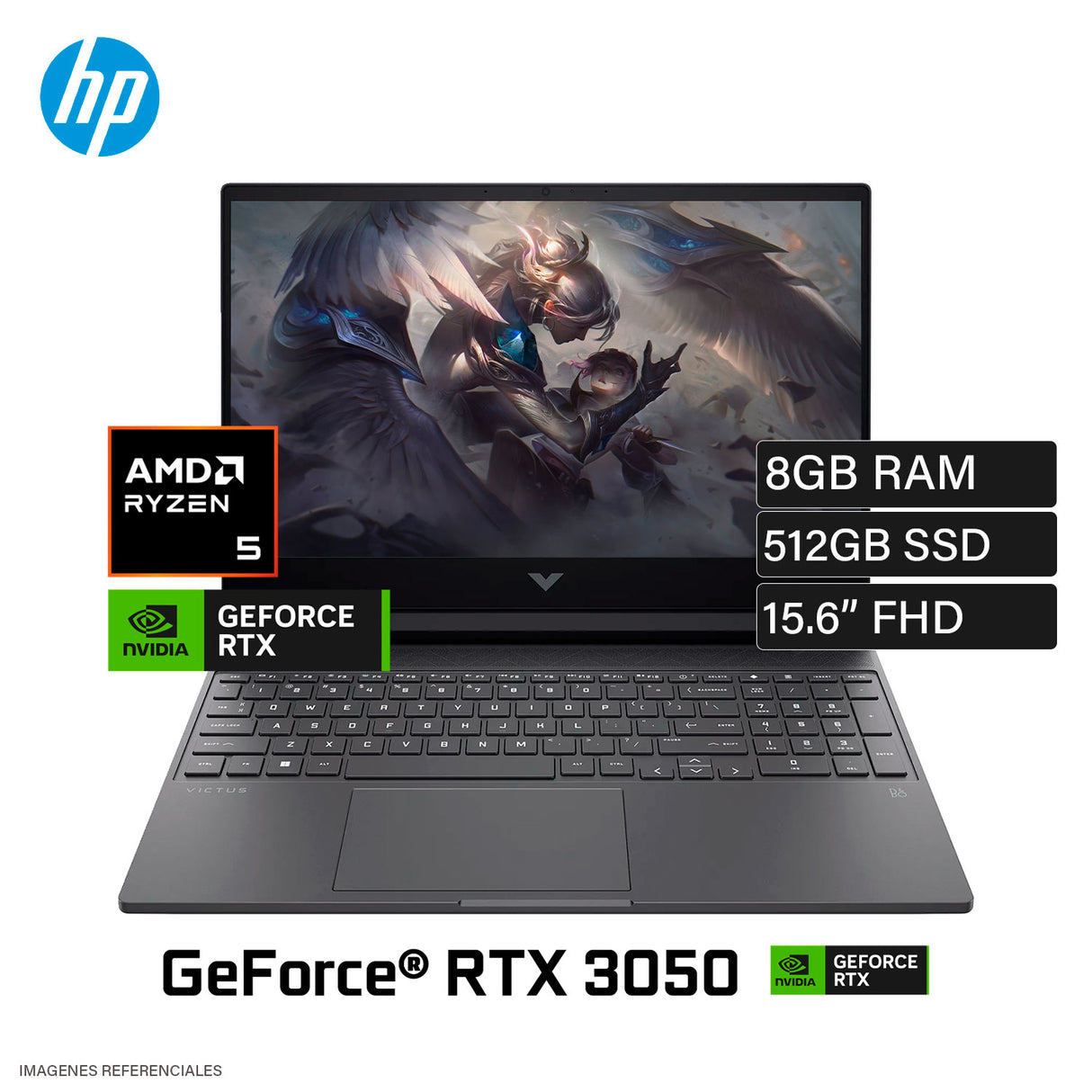 Laptop HP Victus 15-FB2002LA Ryzen 5 8645HS Ram 8GB Disco 512GB SSD Video RTX 3050 6GB 15.6" FHD Windows 11 (A14LLLA#ABM)