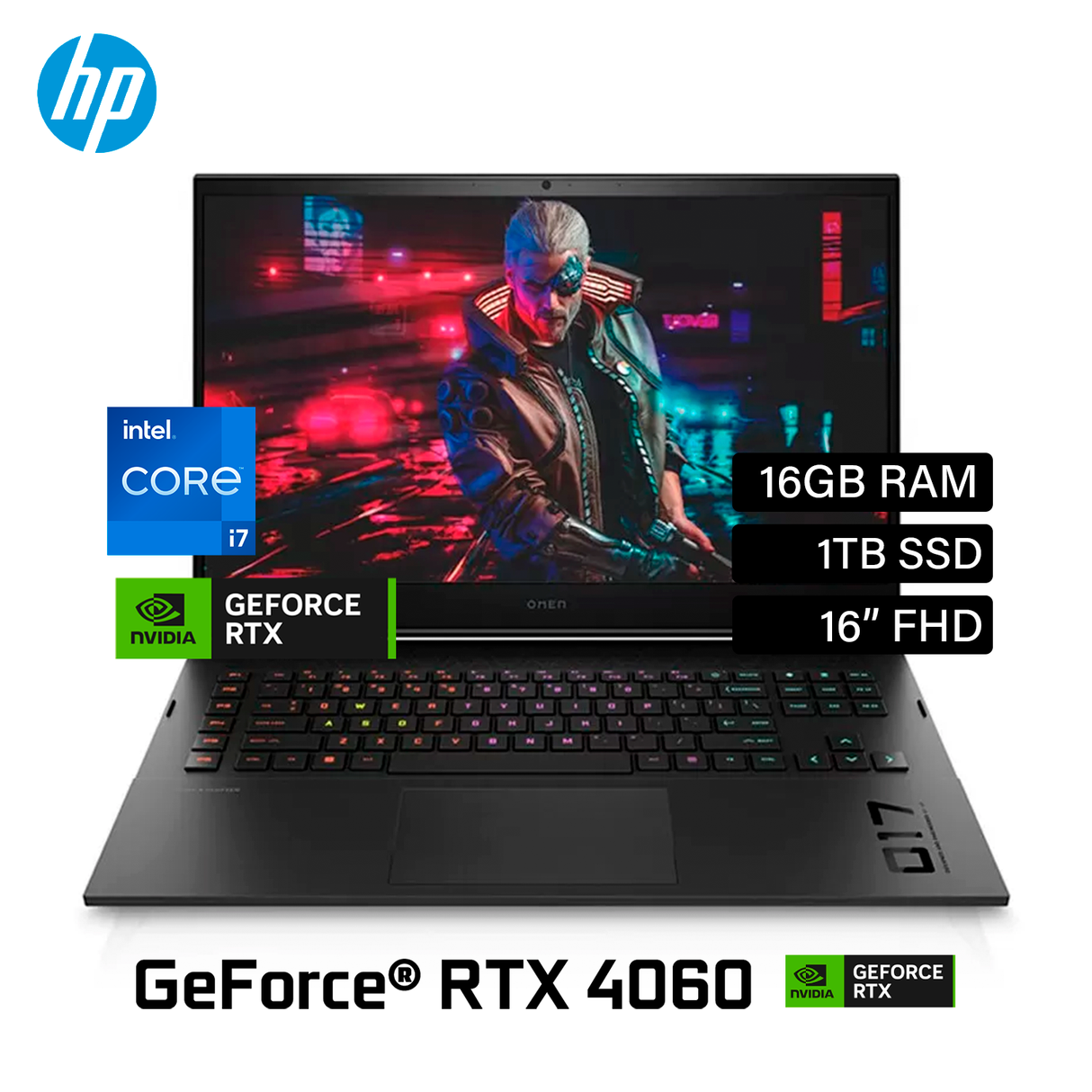 Laptop HP Omen 16-WD0012LA Intel Core i7 13620H RAM 16GB Disco 1TB SSD Video RTX 4060 8GB 16" FHD Windows 11 (A14LZLA#ABM)