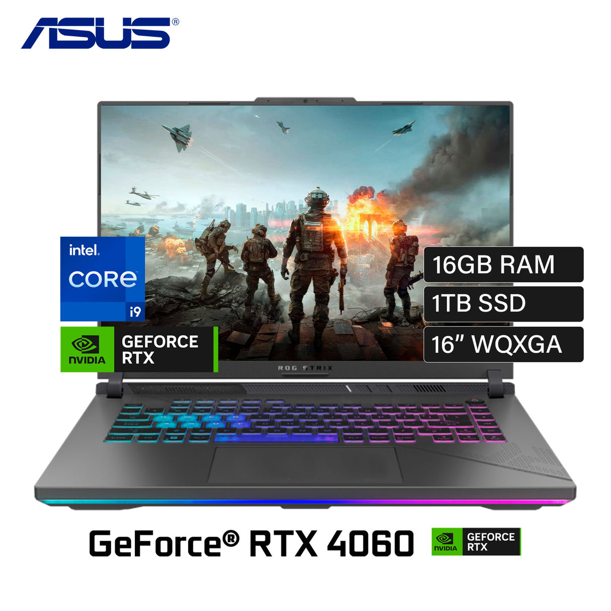 Laptop Asus ROG Strix G16 (2024) G614JVR-ES94 Intel Core i9 14900HX Ram 16GB Disco 1TB SSD Video NVIDIA RTX 4060 8GB 16" WQXGA Windows 11 (90NR0II5-M00080)
