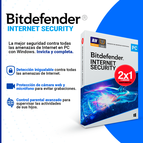 Antivirus Bitdefender Internet Security 2 Equipos 2025
