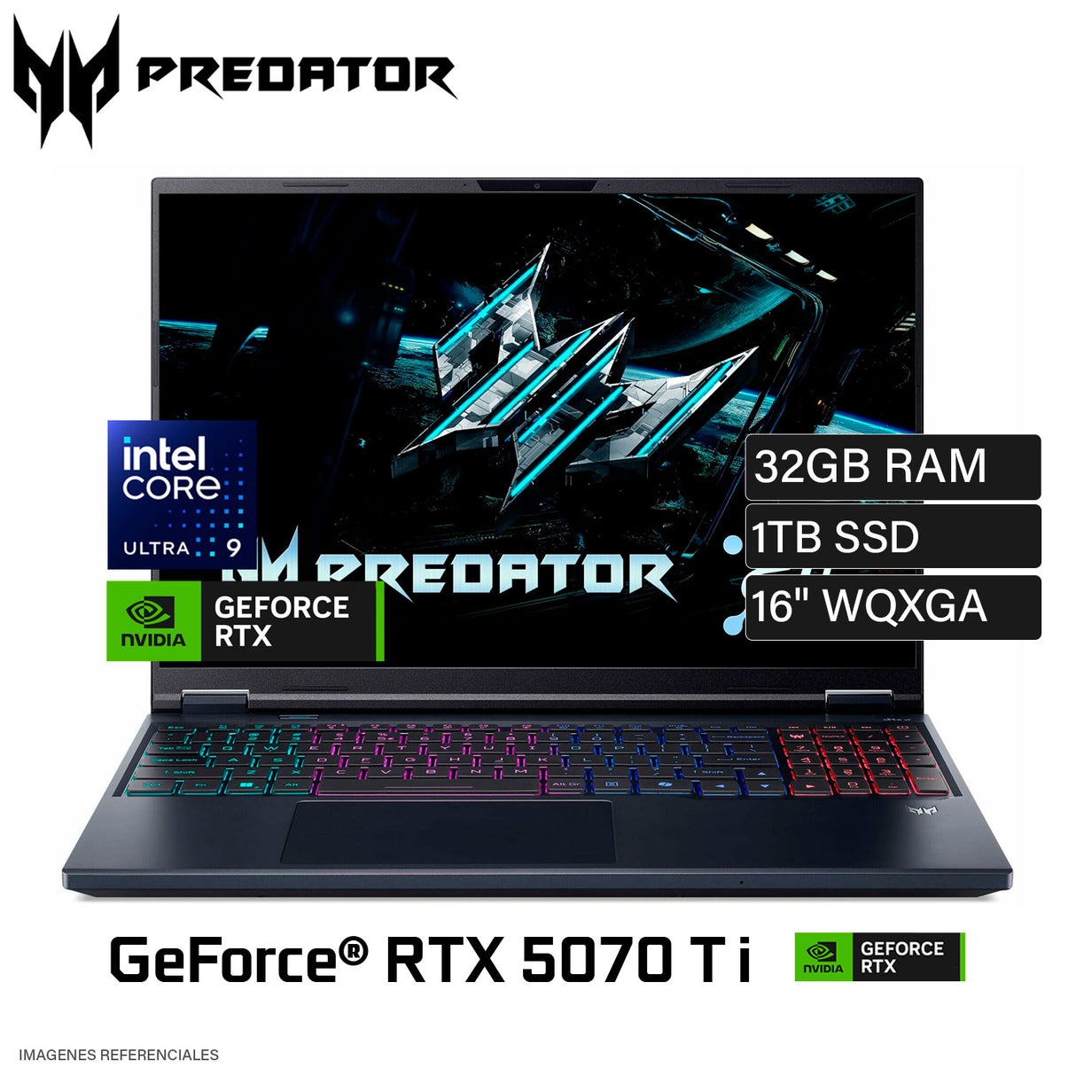 Laptop Acer Predator Helios Neo 16 PHN16-73-92X1 Intel Core Ultra 9 275HX Ram 32GB Disco 1TB SSD NVIDIA RTX 5070 Ti 12GB 16″ WQXGA Windows 11 (NH.U0UAA.001)