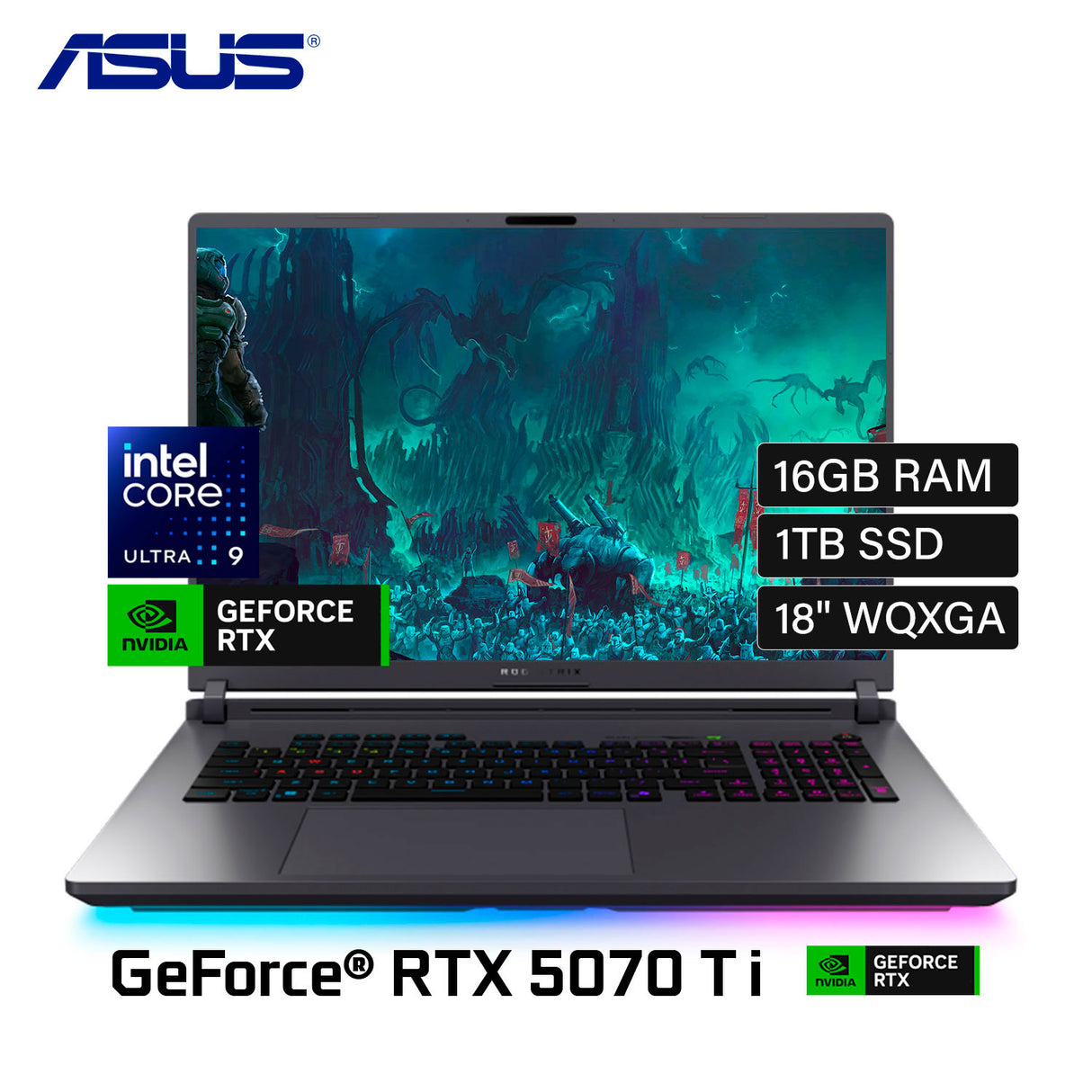Laptop Asus Rog G815LR-S9118W Intel Core Ultra 9 275hx RAM 16GB DISCO 1TB SSD video Nvidia RTX 5070 TI 12GB 18" WQXGA Windows 11 (90NR0LT1-M007A0)