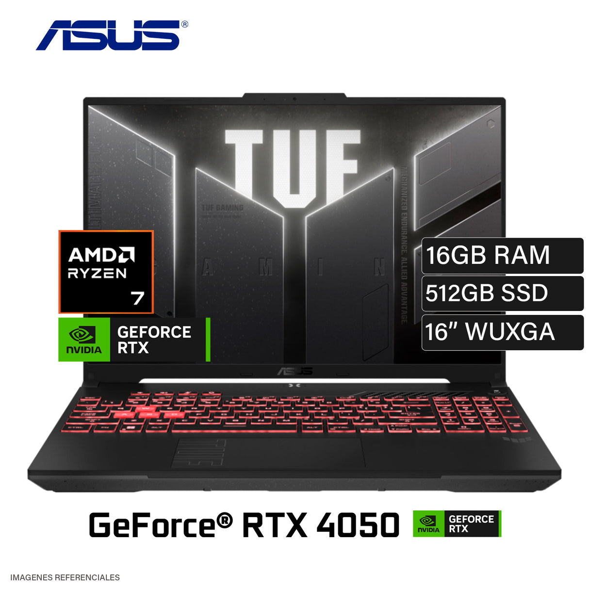Laptop Asus TUF Gaming A16 FA607NUQ Ryzen 7 170 Ram 16GB Disco 512GB SSD NVIDIA RTX 4050 6GB 16″ WUXGA Windows 11