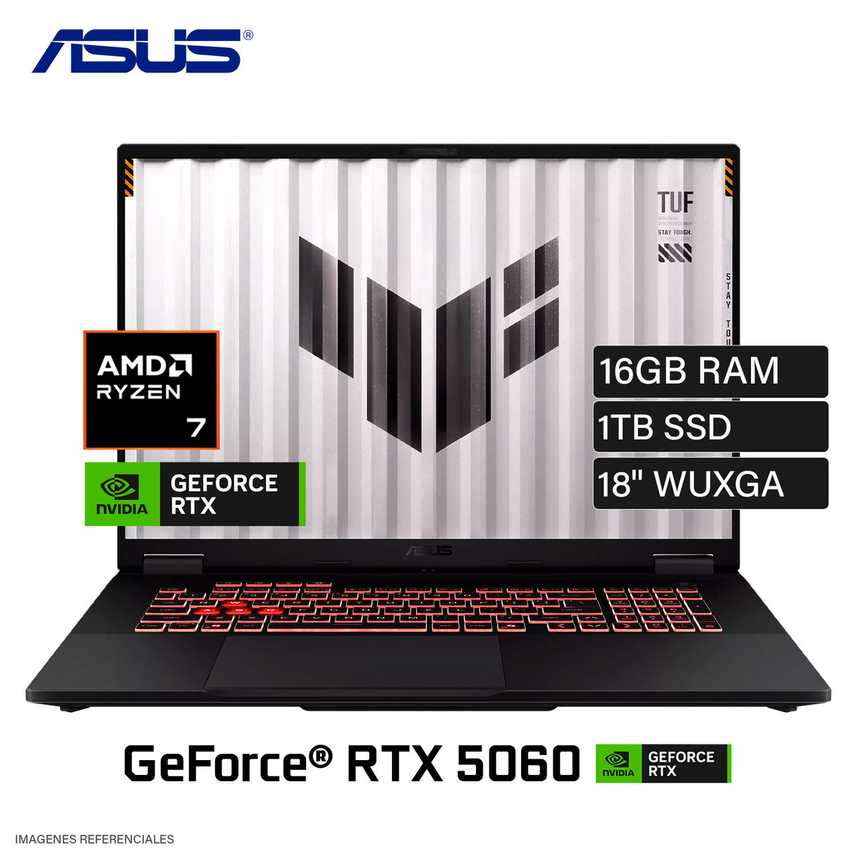 Laptop ASUS TUF Gaming FA808UM-IS74 RYZEN 7 260HS Ram 16GB Disco 1TB SSD NVIDIA RTX 5060 8GB 18" WUXGA Windows 11