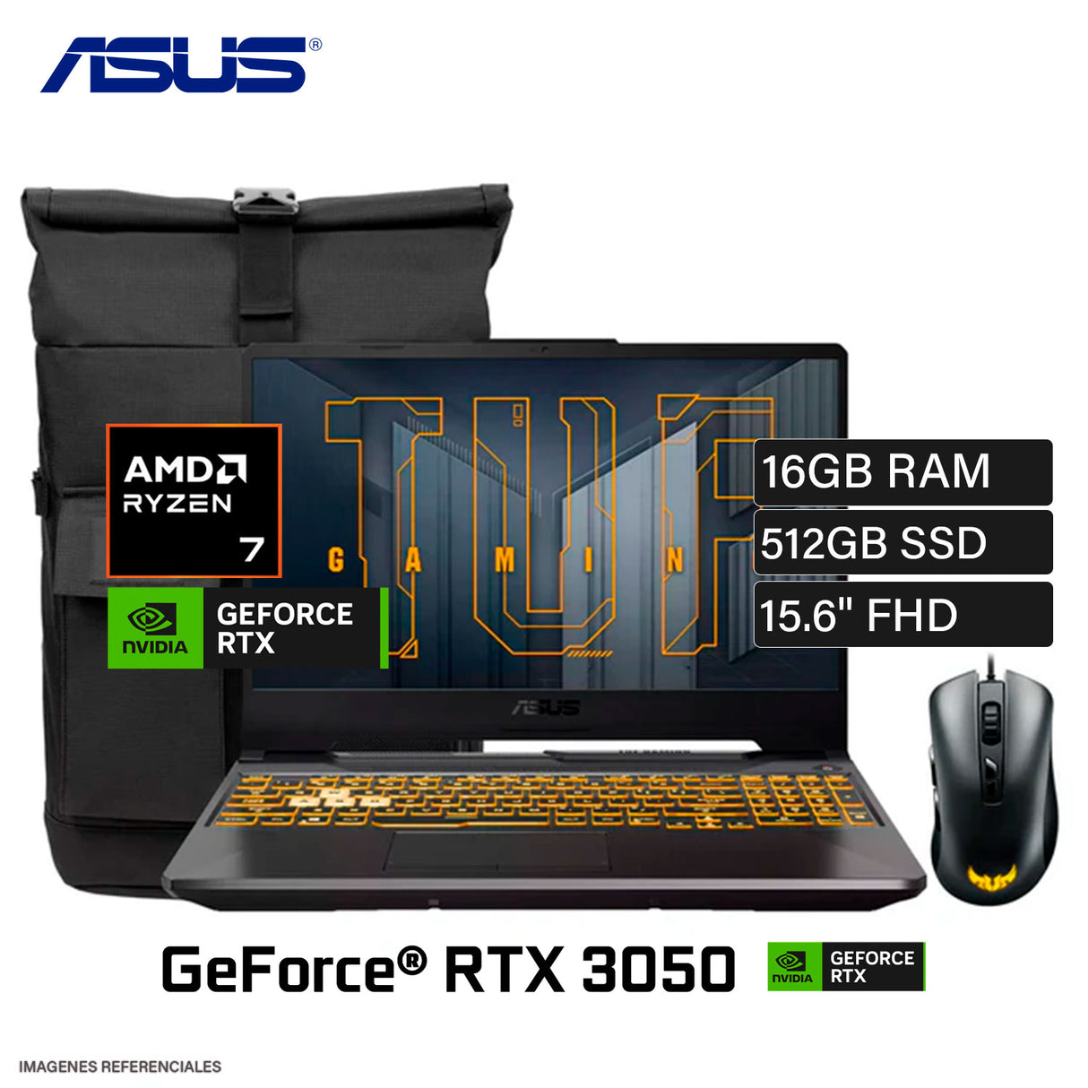 Laptop ASUS TUF Gaming A15 FA506NCQ-HN014 Ryzen 7 16GB 512GB SSD NVIDIA RTX 3050 4GB 15.6″ FHD FreeDOS