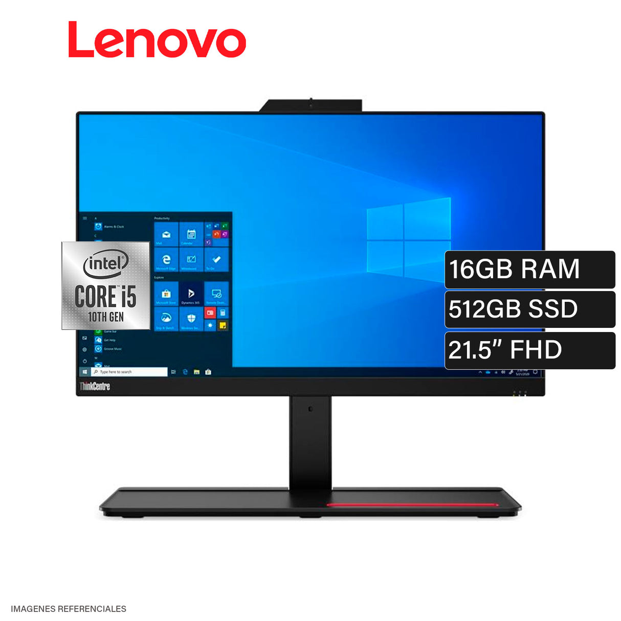 All In One Lenovo AIO ThinkCentre M70a Intel Core i5-10400 Ram 16GB Disco 512GB SSD Pantalla 21.5″ FHD Windows 11 Pro Open Box (11CLS00X00)