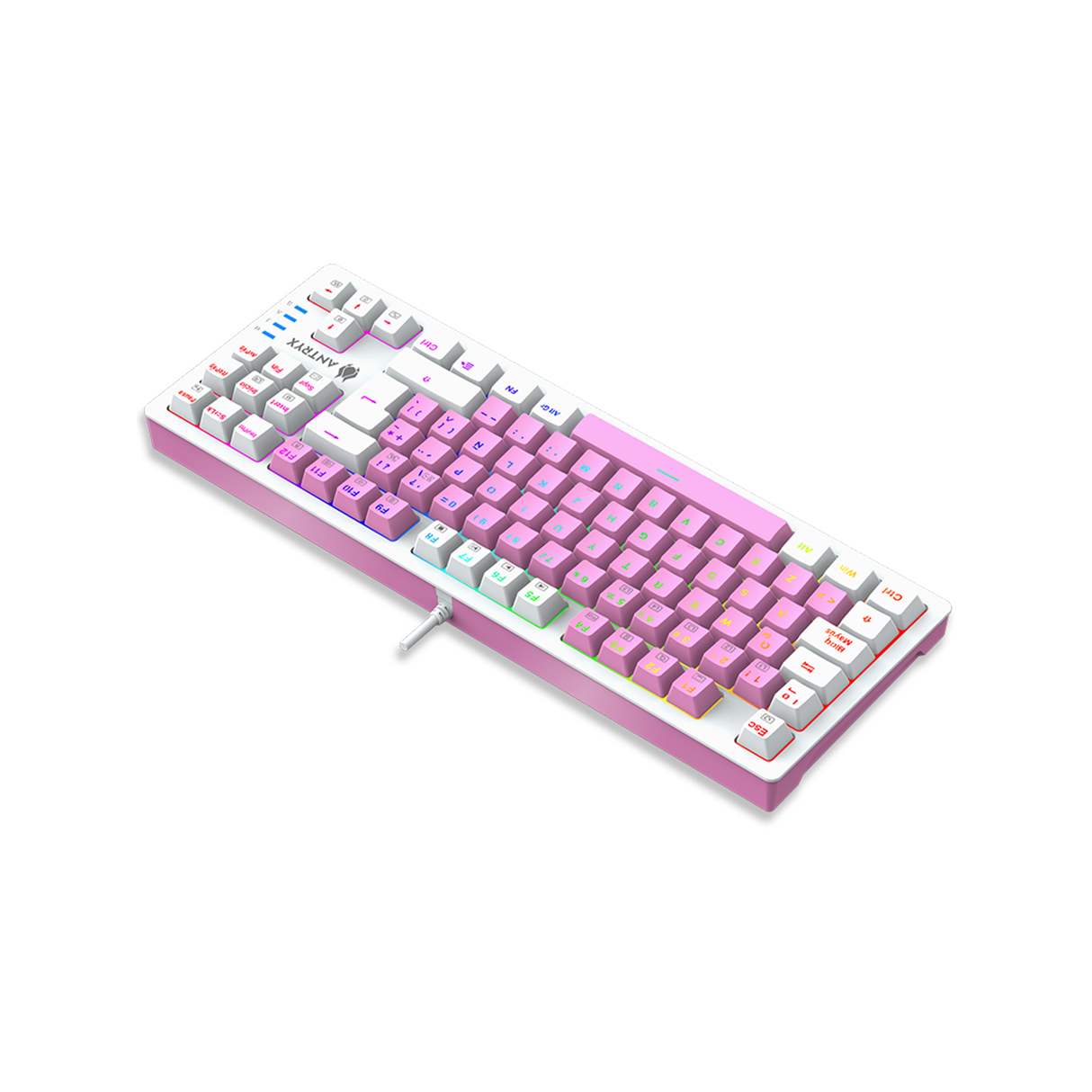 Teclado Mecanico TKL Antryx Chrome Storm MK840 Pink, Red Switch