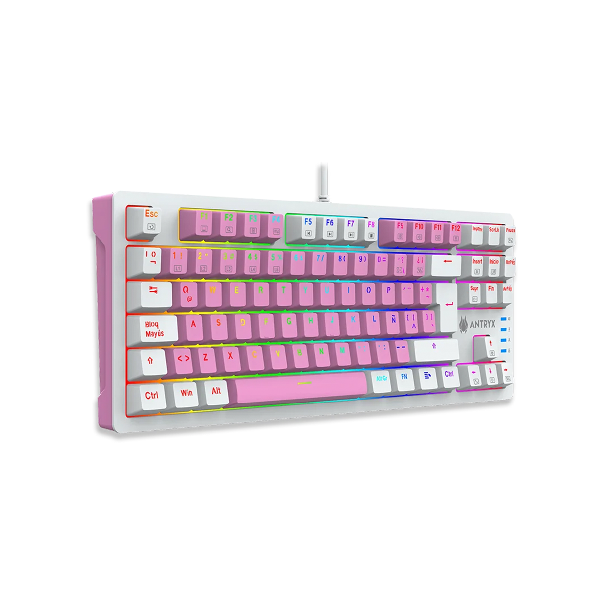Teclado Mecanico TKL Antryx Chrome Storm MK840 Pink, Red Switch