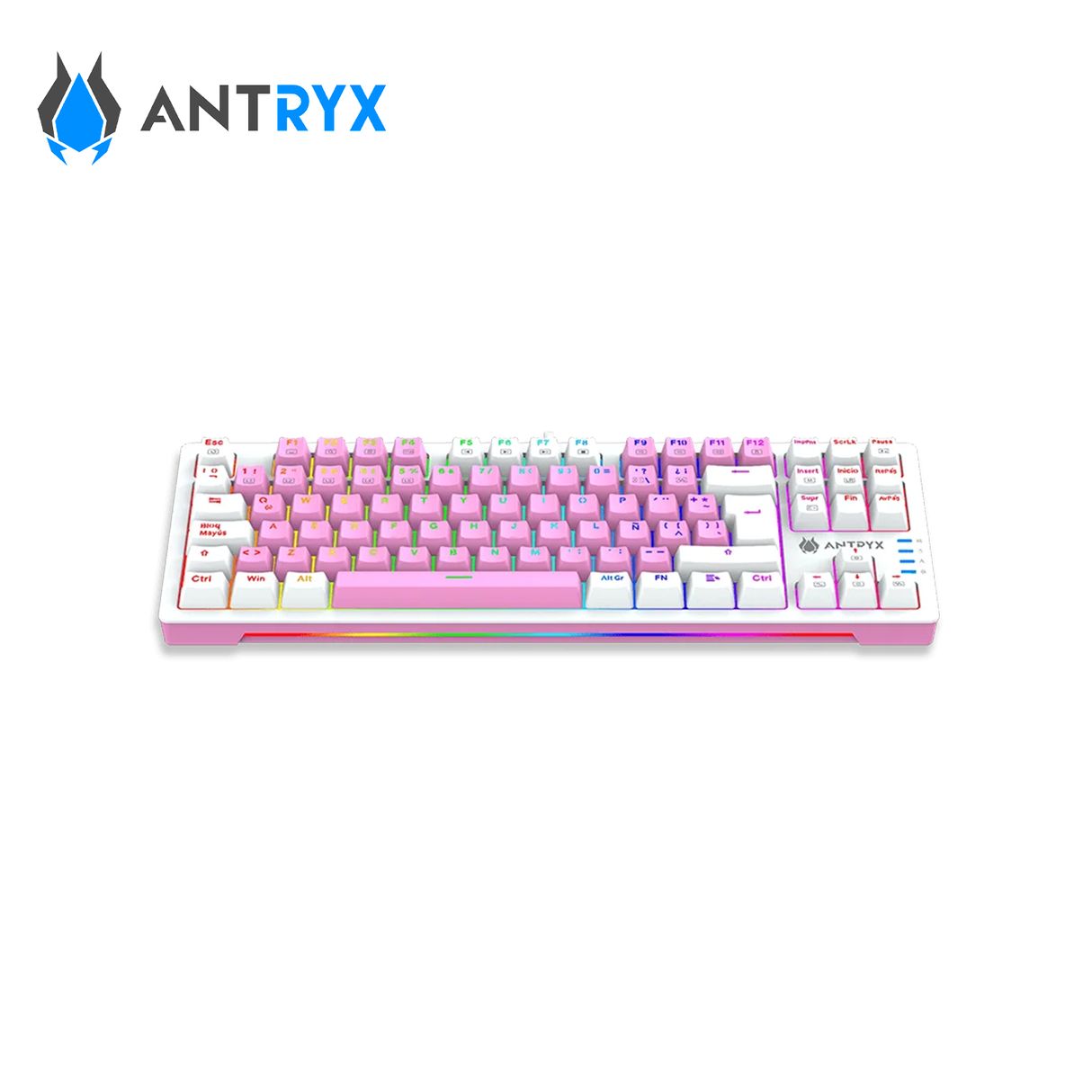 Teclado Mecanico TKL Antryx Chrome Storm MK840 Pink, Red Switch