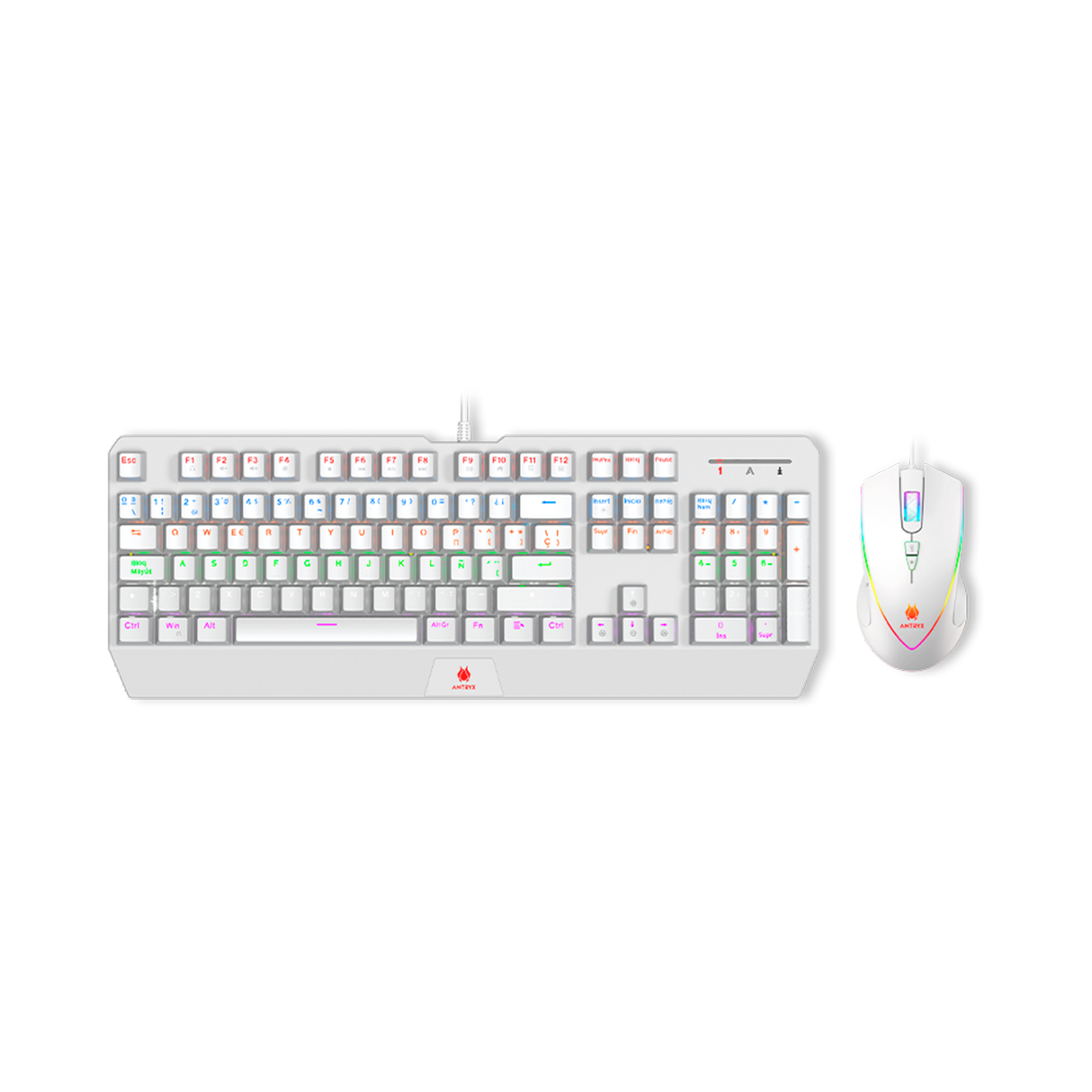 Kit Gaming Teclado Mecanico + Mouse Antryx GC-5100 White Red Switch