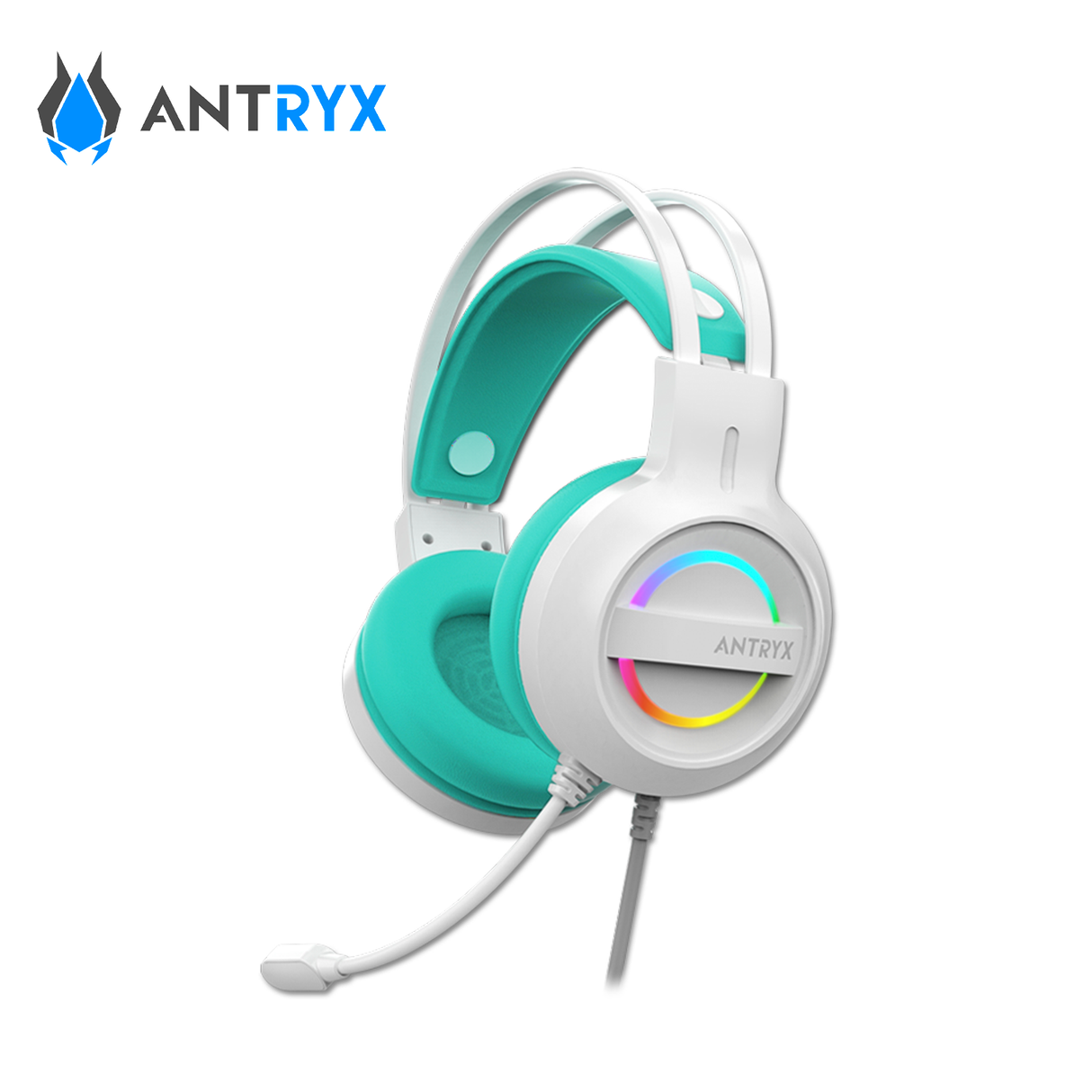 Audífonos C/Micrófono Antryx Iris-W Turquoise 7.1 Virtual USB