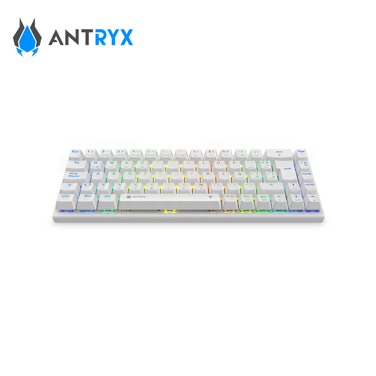 Teclado Mecánico Inalámbrico TKL Antryx MK825 TRIX White Blue Switch Wifi Bluetooth