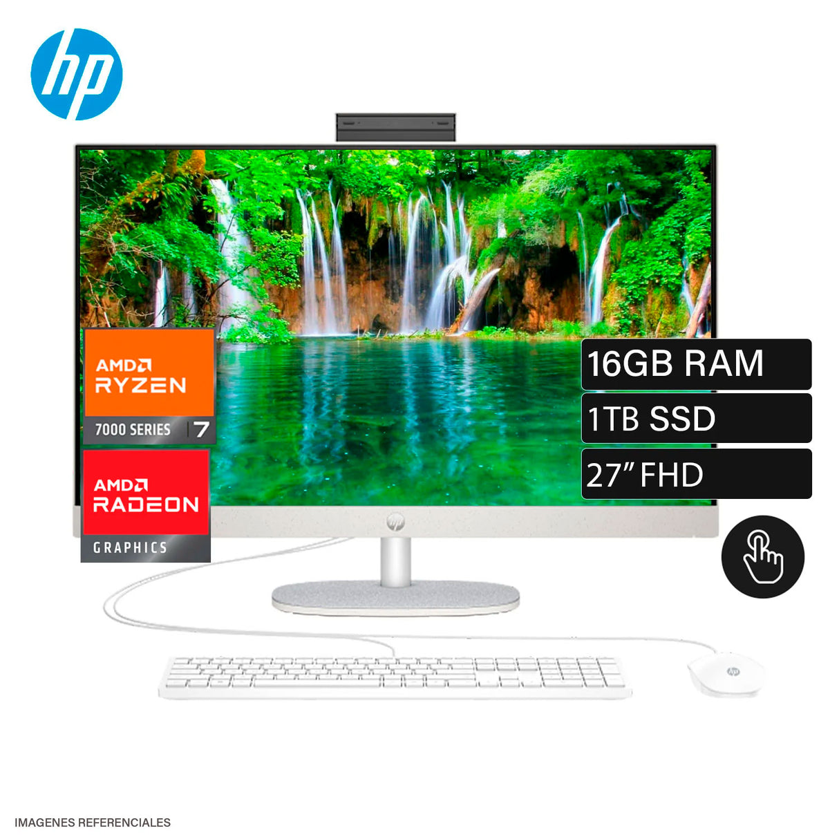 Hp Aio All In One CR0278LA Ryzen 7 7730U Ram 16gb Disco 1TB SSD 27" FHD Táctil Windows 11 (BM6N9LA#ABM)
