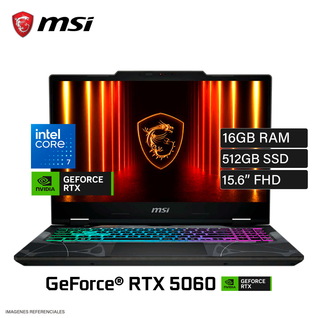 Laptop MSI Cyborg 15 B2RWFKG-071US Intel Core 7 240H RAM 16GB Disco 512GB SSD NVIDIA RTX 5060 8GB 15.6" FHD Windows 11