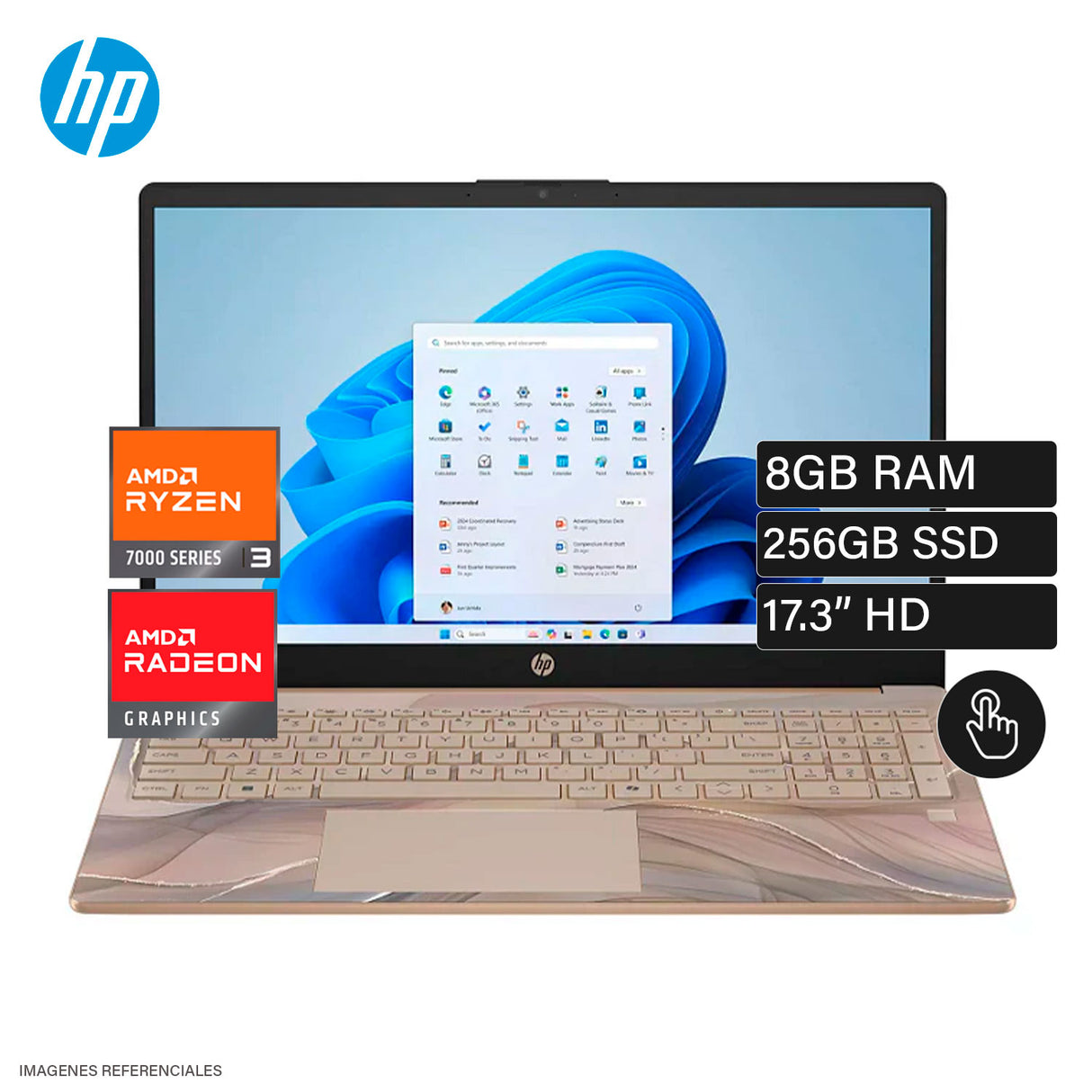 Laptop HP 17-CP2334DS AMD Ryzen 3 7320U Ram 8GB Disco 256GB SSD 17.3" HD+ Pantalla Táctil Windows 11 (BL0W5UA)