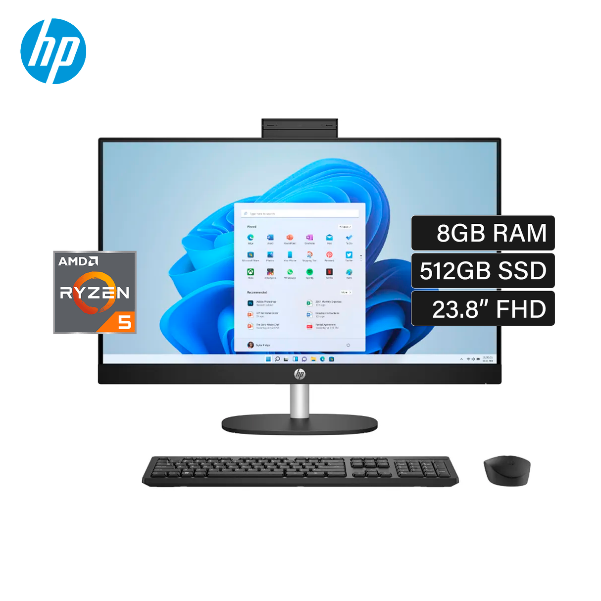 HP AIO 24-CR0007LA 24" Ryzen 5 7520U RAM 8GB Disco 512GB SSD 23.8" FHD FreeDos OPEN BOX