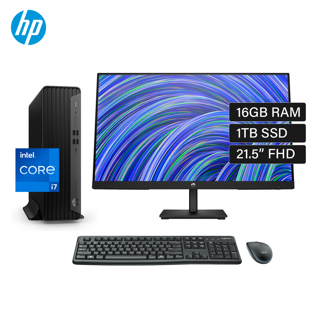 PC HP Elite Sff 800 G9 Intel Core i7 14700 Ram 16GB Disco 1TB SSD Monitor HP P22VG5 21.5" FHD Windows 11 Pro