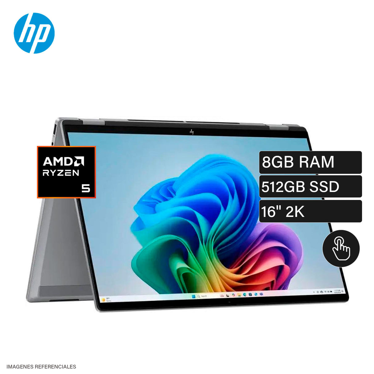 Laptop HP OmniBook X Flip 16-BE0003DX AMD Ryzen 5 220 RAM 8GB Disco 512GB SSD 16″ 2K Pantalla Táctil Windows 11 (B73U4UAR#ABA)