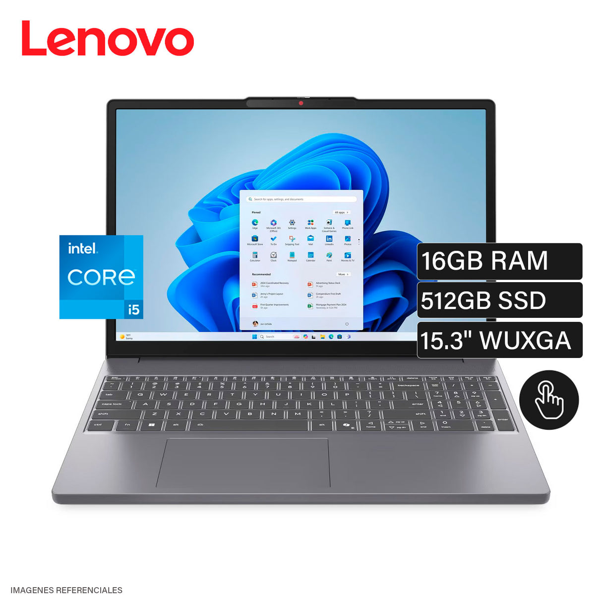 Laptop Lenovo IdeaPad Slim 3 15IRH10 Intel Core i5-13420H RAM 16GB Disco 512GB SSD 15.3″ WUXGA Tactil FREEDOS (83K100NVLM)