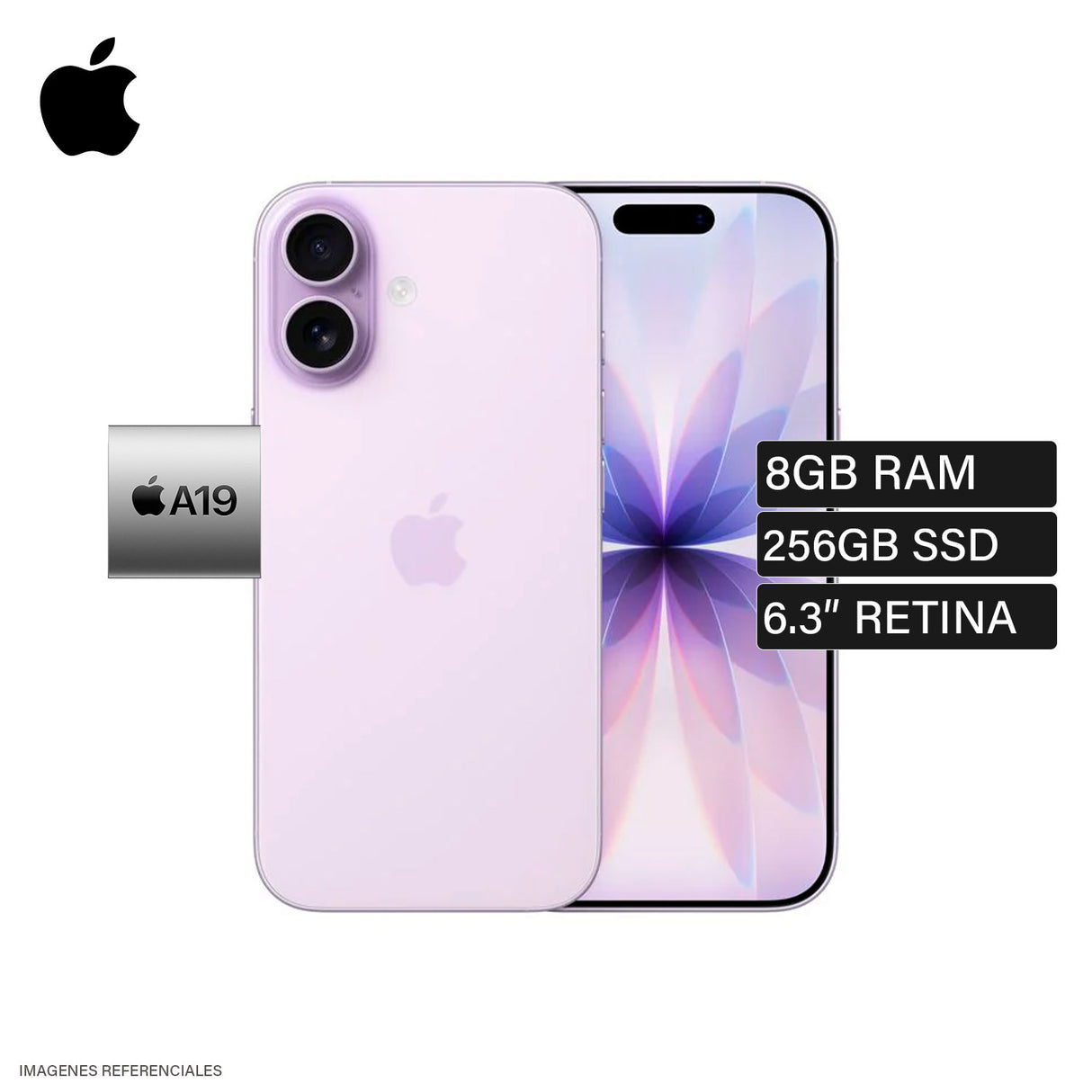 iPhone 17 A3519 Almacenamiento 256GB 6.3" OLED Purple eSIM (Virtual)