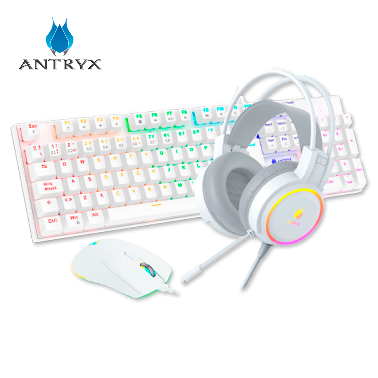 Kit Antryx GC-3100 X3 Black Teclado Switch Blue Mouse Y Auricular