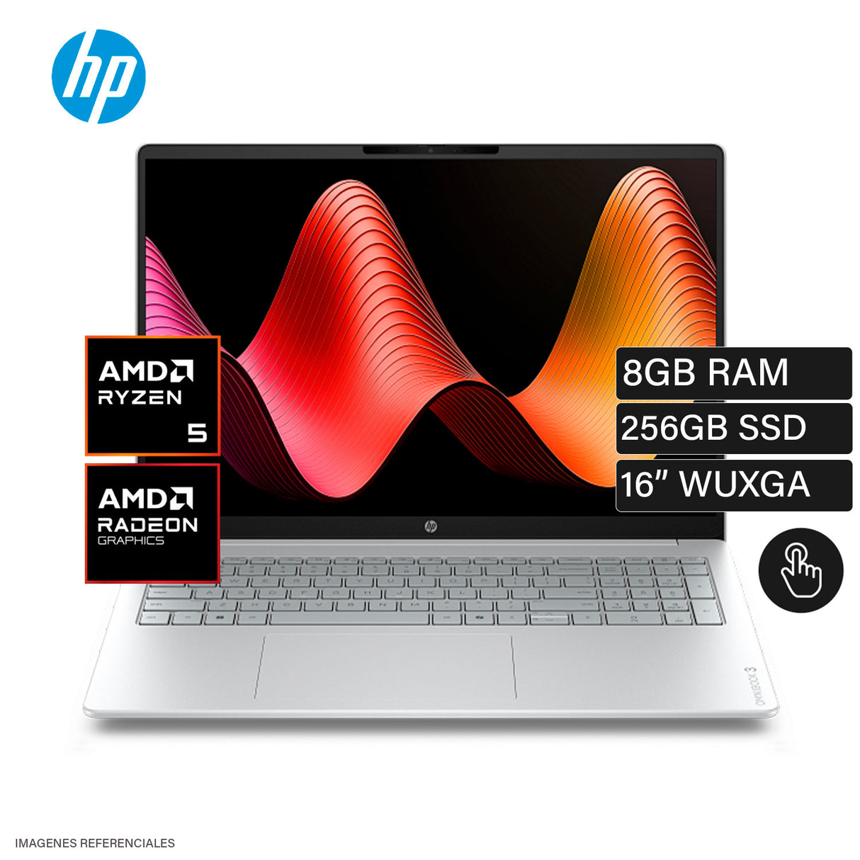 Laptop HP OmniBook 3 16-BY0015DX AMD Ryzen 5 40 Ram 8GB Disco 256GB SSD 16″ WUXGA Pantalla Táctil Windows 11