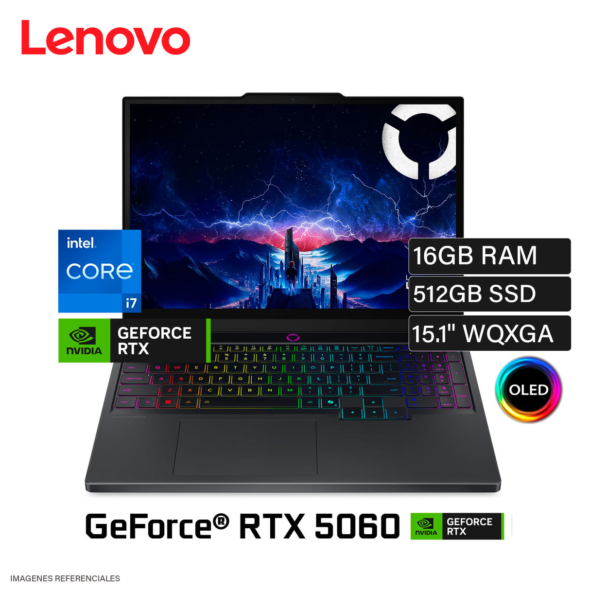 Laptop Lenovo Legion 5 15IRX10 Intel Core i7-14700HX RAM 16GB Disco 512GB SSD NVIDIA RTX 5060 8GB 15.1" WQXGA OLED Windows 11 (83LY000LUS)