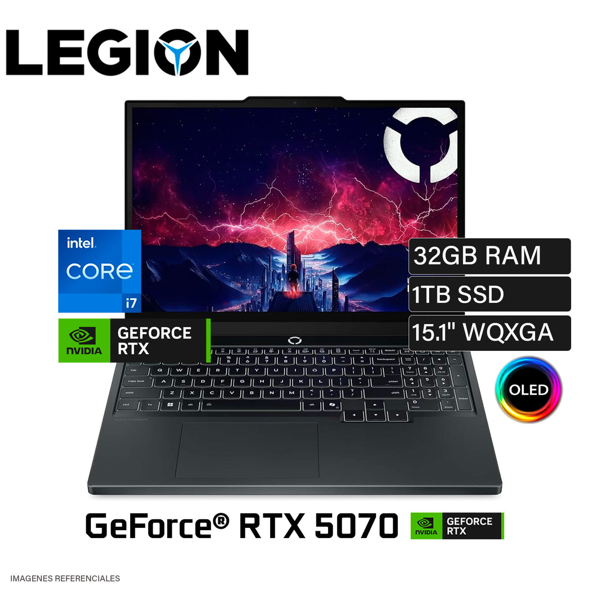 Laptop Lenovo Legion 5 15IRX10 Intel Core i7 14700HX Ram 32GB Disco 1TB SSD NVIDIA RTX 5070 8GB 15.1″ WQXGA OLED FreeDOS (83LY00PDLM)