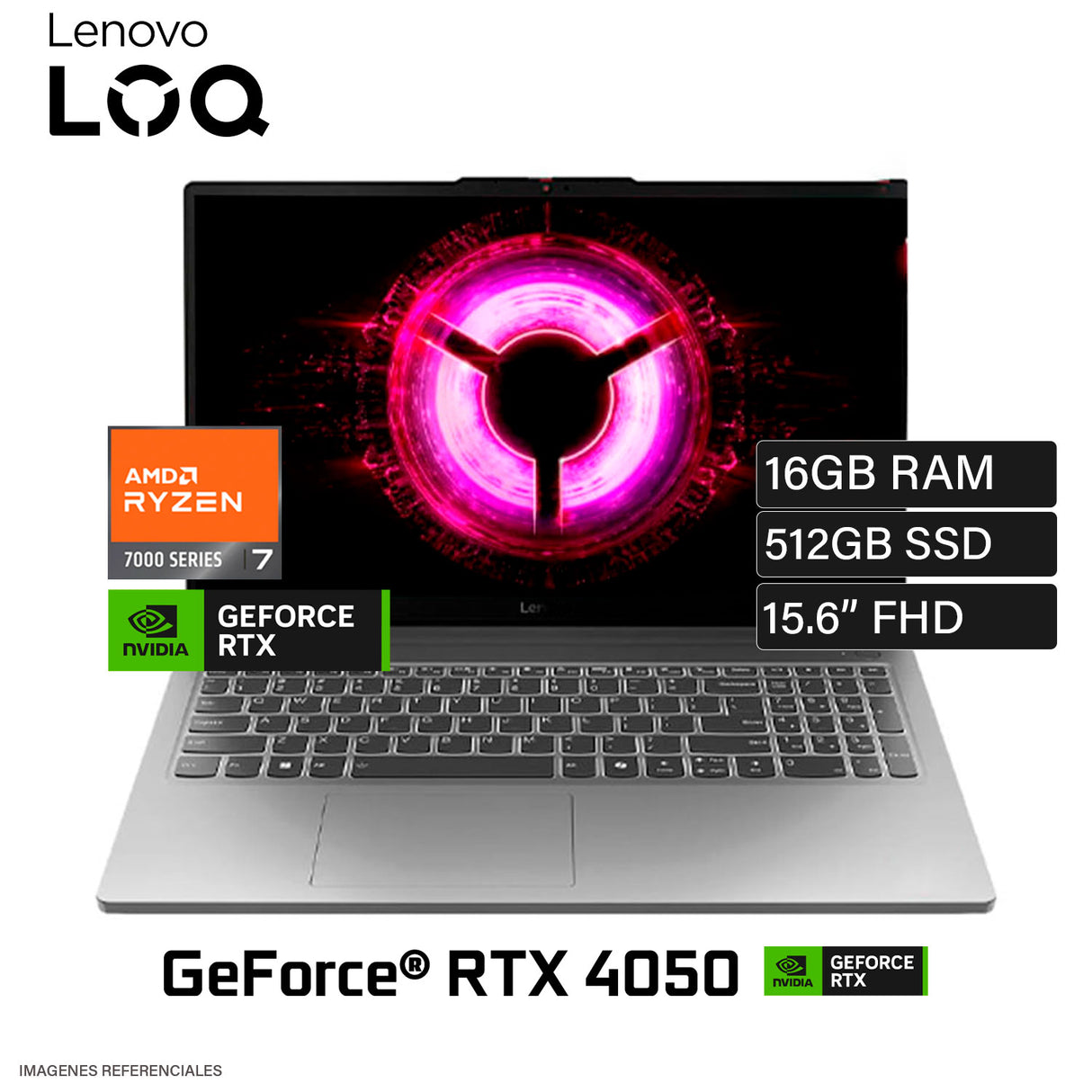 Laptop Lenovo LOQ 15ARP10E Ryzen 7 7735HS 16GB RAM 512GB SSD RTX 4050 6GB 15.6" FHD Windows 11 (83S0004ALM)