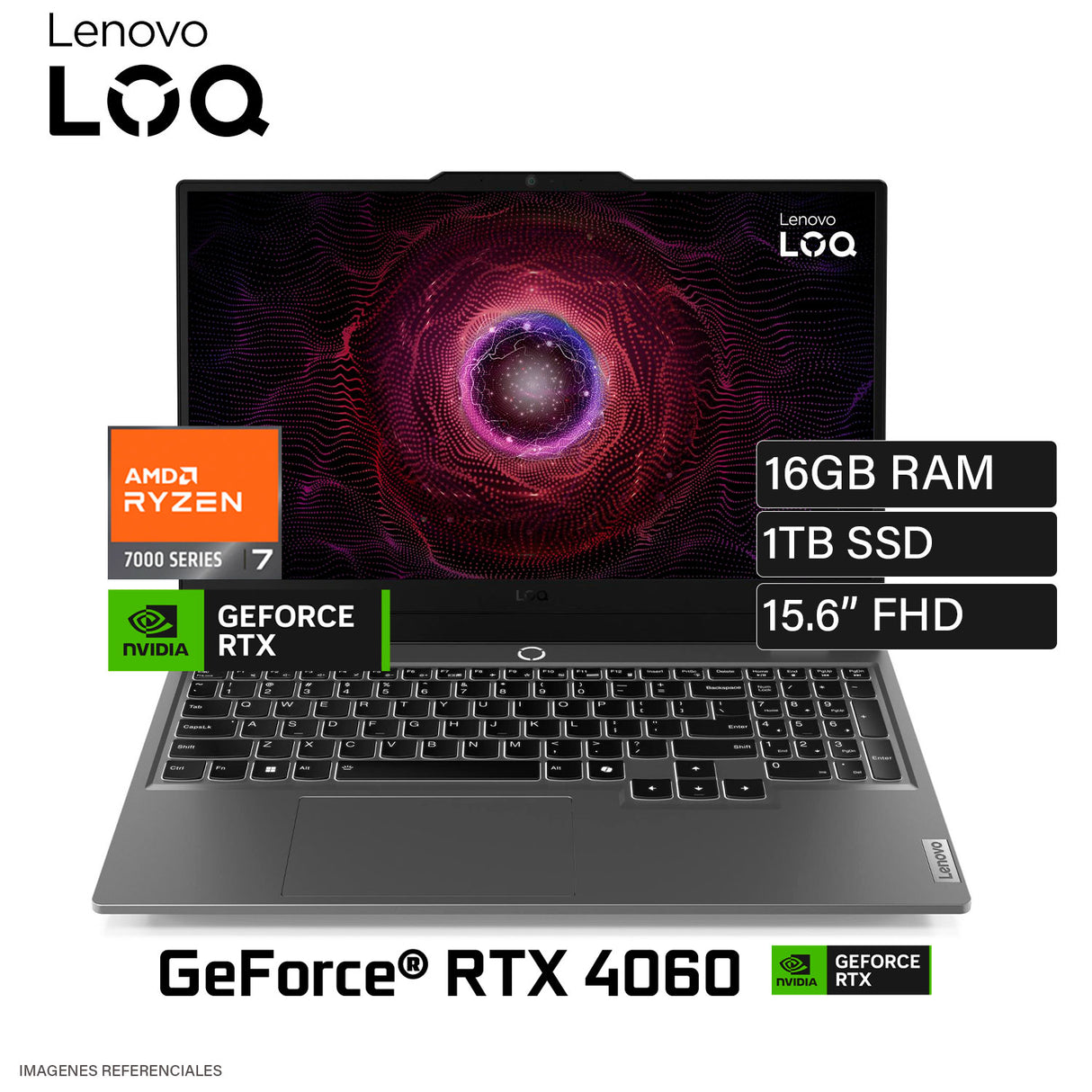 Laptop Lenovo LOQ 15ARP9 Ryzen 7 7435HS Ram 16GB Disco 1TB SSD NVIDIA RTX 4060 8GB 15.6″ FHD FreeDOS (83JC00MNLM)