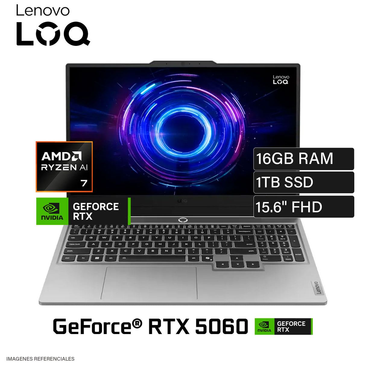 Lenovo LOQ 15AHP10 Ryzen 7 250 RAM 16GB Disco 1TB SSD NVIDIA RTX 5060 8GB 15.6" FHD FreeDOS (83JG00BDLM)