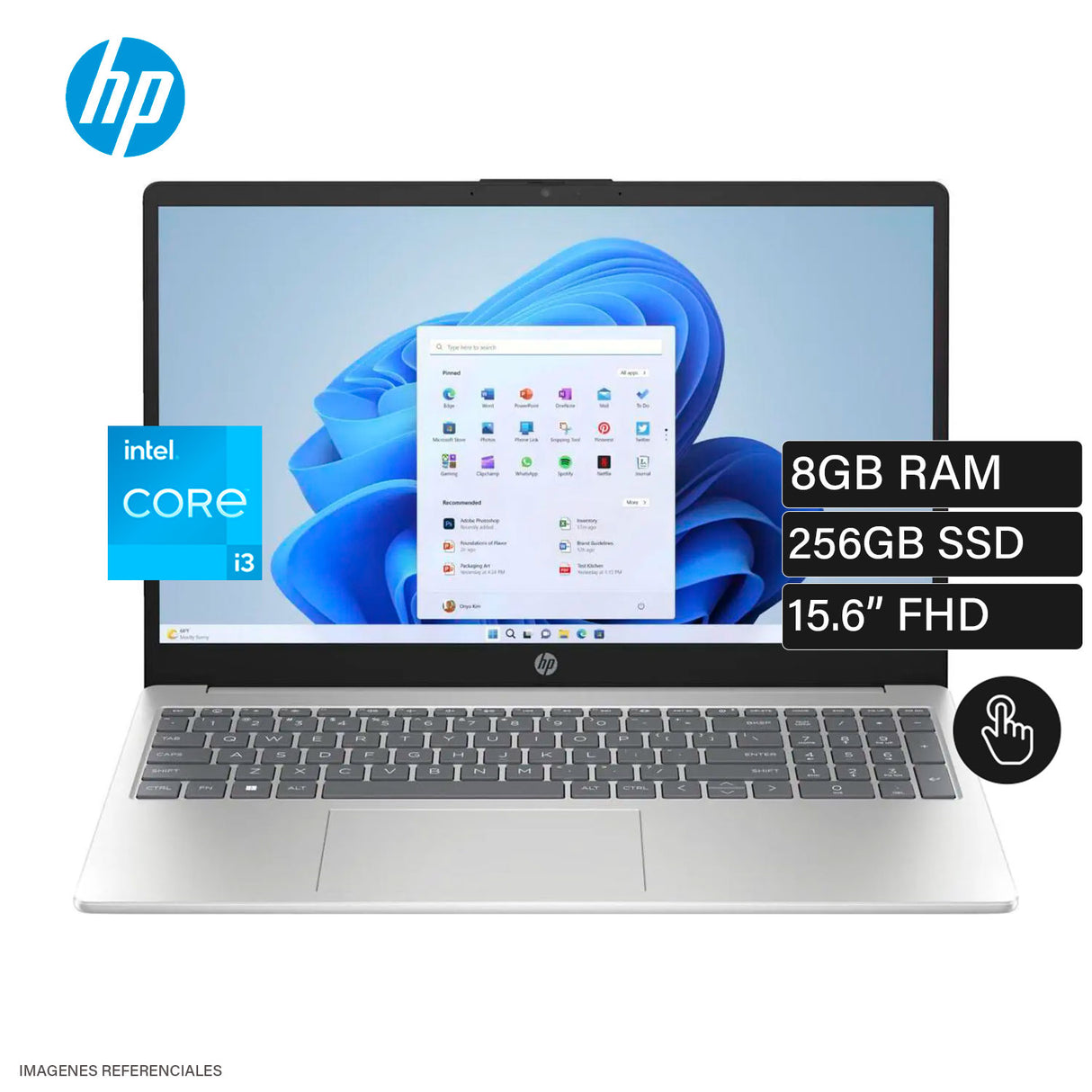Laptop HP 15-FD0213NR Intel Core i3-N305 Ram 8GB Disco 256GB SSD 15.6″ HD Táctil FreeDOS